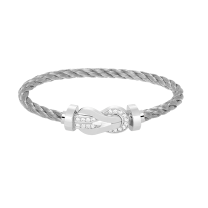 [Regal Gem]CHANCE LARGE 8 FIGURE BUCKLE HALF DIAMOND BRACELET SILVER