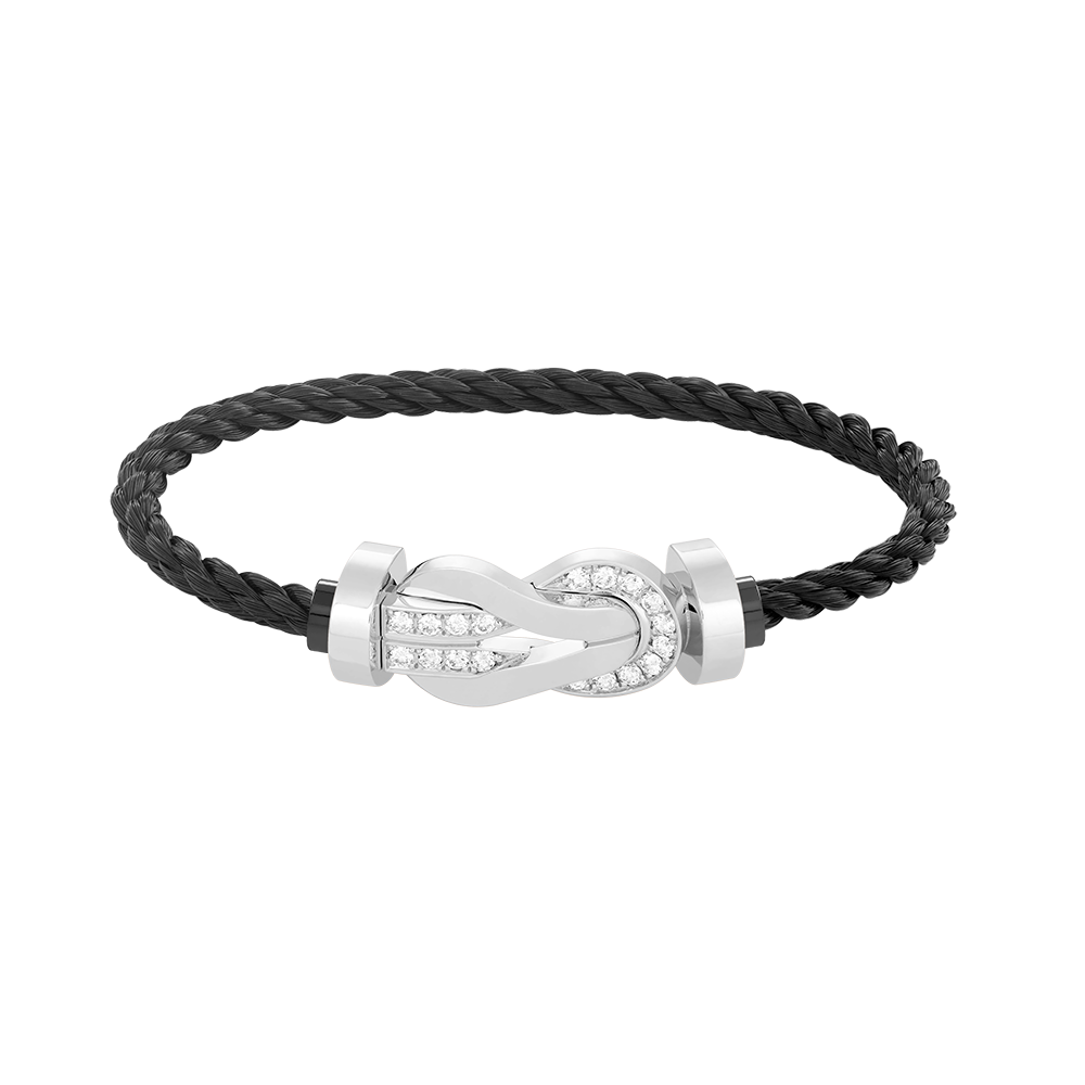 [Regal Gem]CHANCE LARGE 8 FIGURE BUCKLE HALF DIAMOND BRACELET SILVER