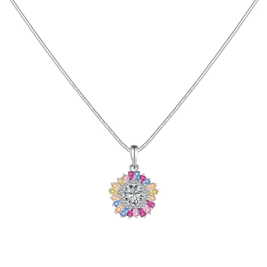 [Regal Gem Jewelry]Charming Flower Colorful Necklace