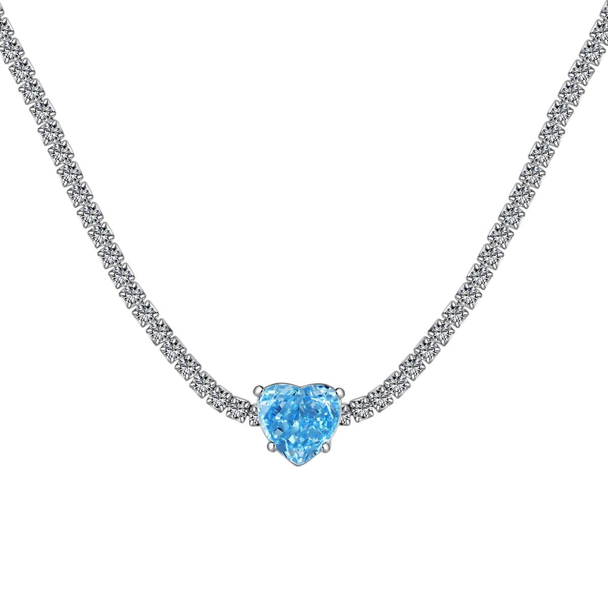 [Regal Gem Jewelry]2.0 Carat Sparkling Tennis Heart Cut Necklace