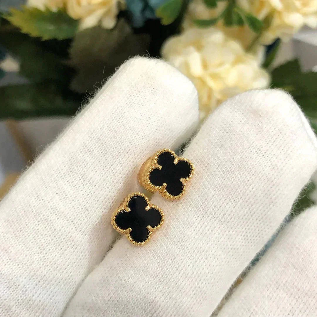 [Regal Gem]CLOVER MINI 9.5MM BLACK MOP EARRINGS
