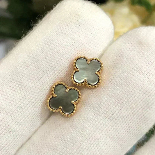 [Regal Gem]CLOVER MINI 9.5MM GRAY MOP EARRINGS