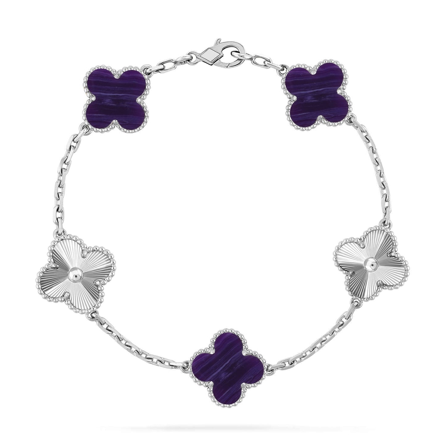[Regal Gem]CLOVER 5 MOTIF PURPLE STRIPES BRACELET COLLECTION