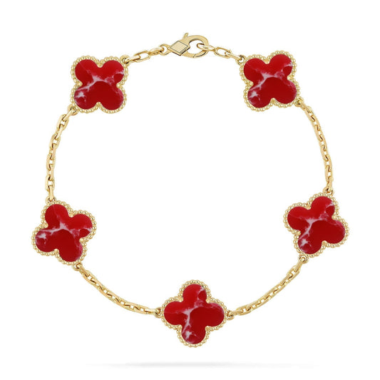 [Regal Gem]CLOVER 5 MOTIF RED PATTERN BRACELET COLLECTION