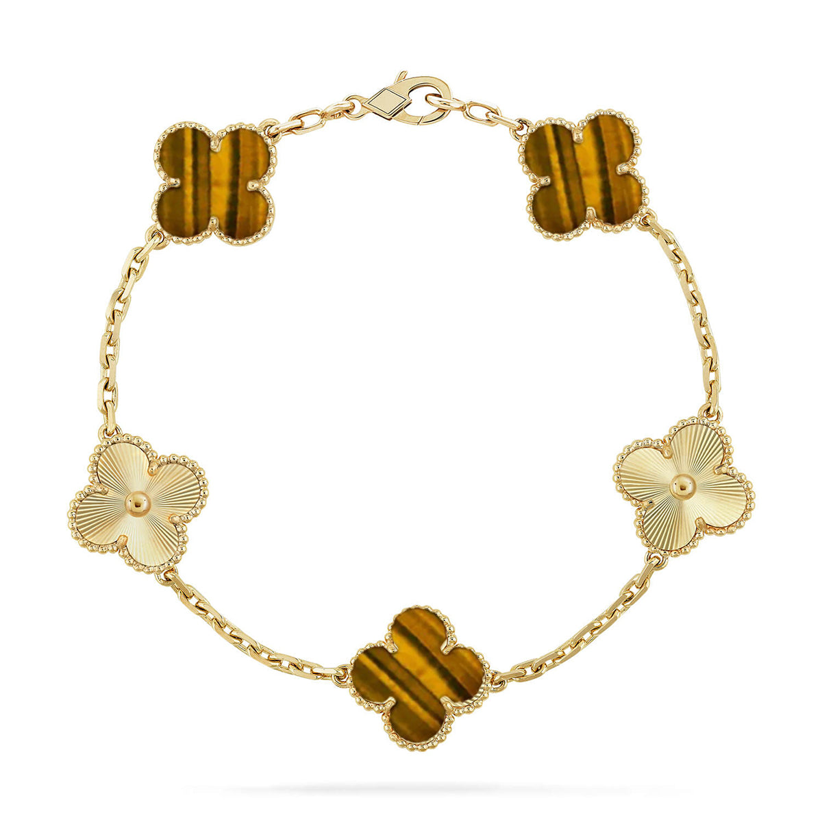 [Regal Gem] CLOVER 5 MOTIFS TIGER EYE BRACELET COLLECTION