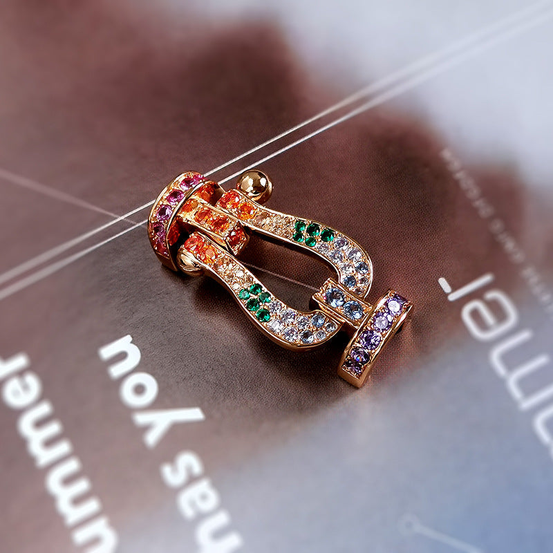[Regal Gem]FORC LARGE HORSESHOE  COLORED DIAMOND BRACELET SILVER