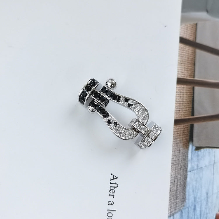 [Regal Gem]FORCE LARGE HORSESHOE BLACK WHITE DIAMOND BRACELET Regal Gem GOLD