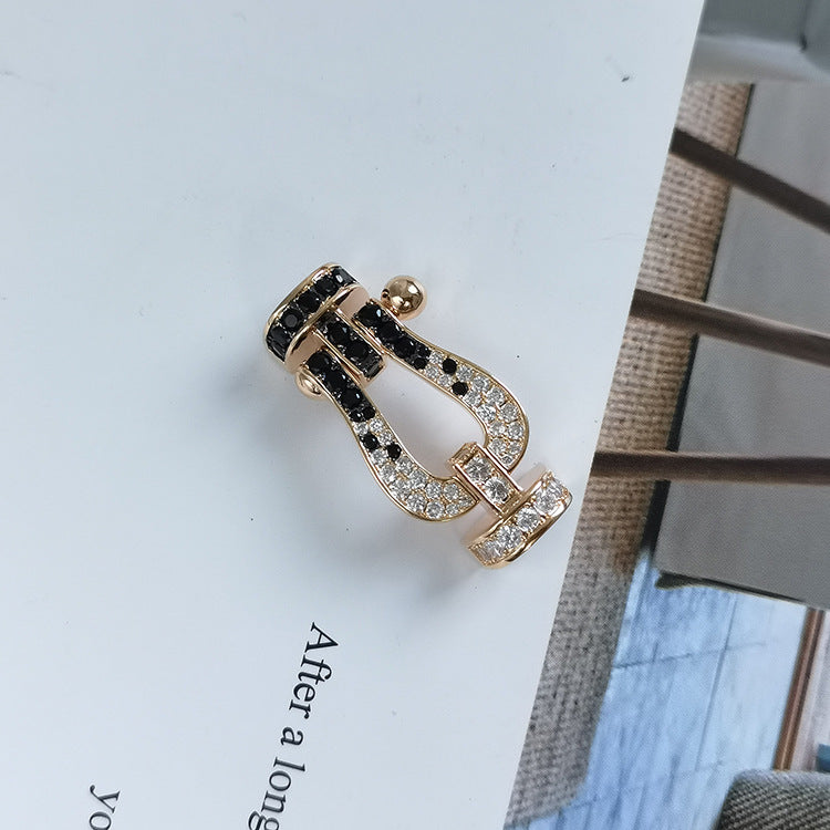 [Regal Gem]FORCE LARGE HORSESHOE BLACK WHITE DIAMOND BRACELET Regal Gem GOLD