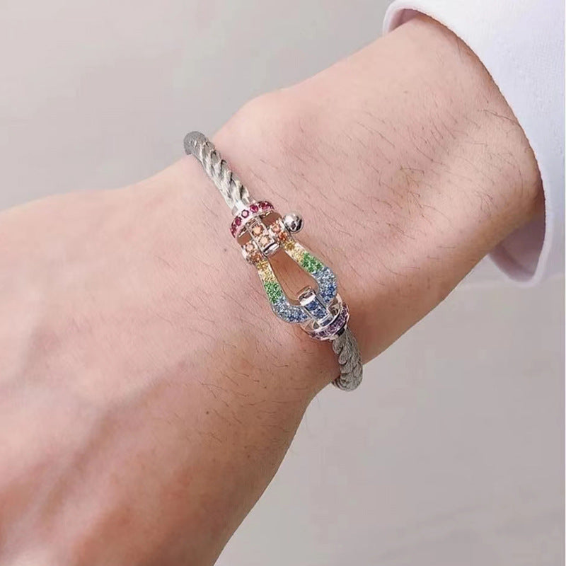 [Regal Gem]FORCE LARGE HORSESHOE  COLORED DIAMOND BRACELET Regal Gem GOLD