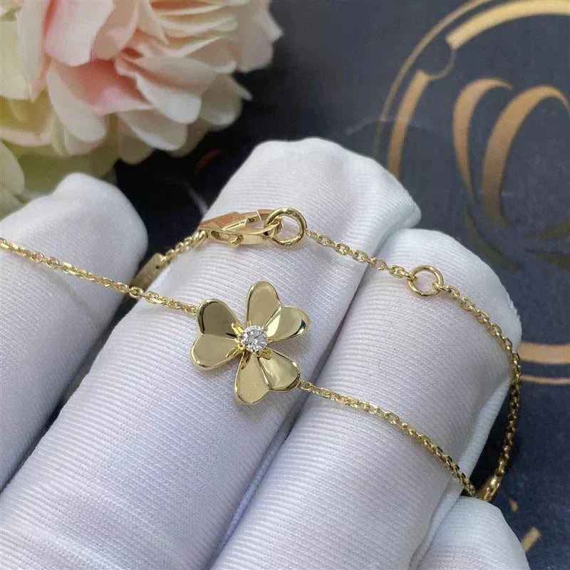 [Regal Gem]FRIVOLE GOLD FLOWER PINK MALACHITE BRACELET