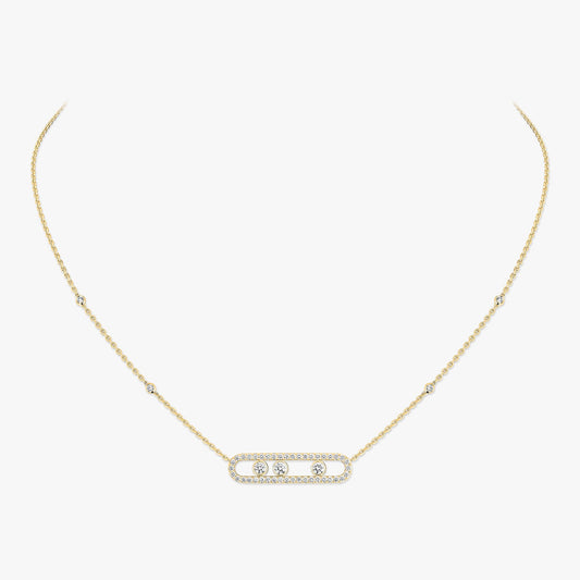 [Regal Gem] Move Pave_ Rose Gold Diamond Necklace